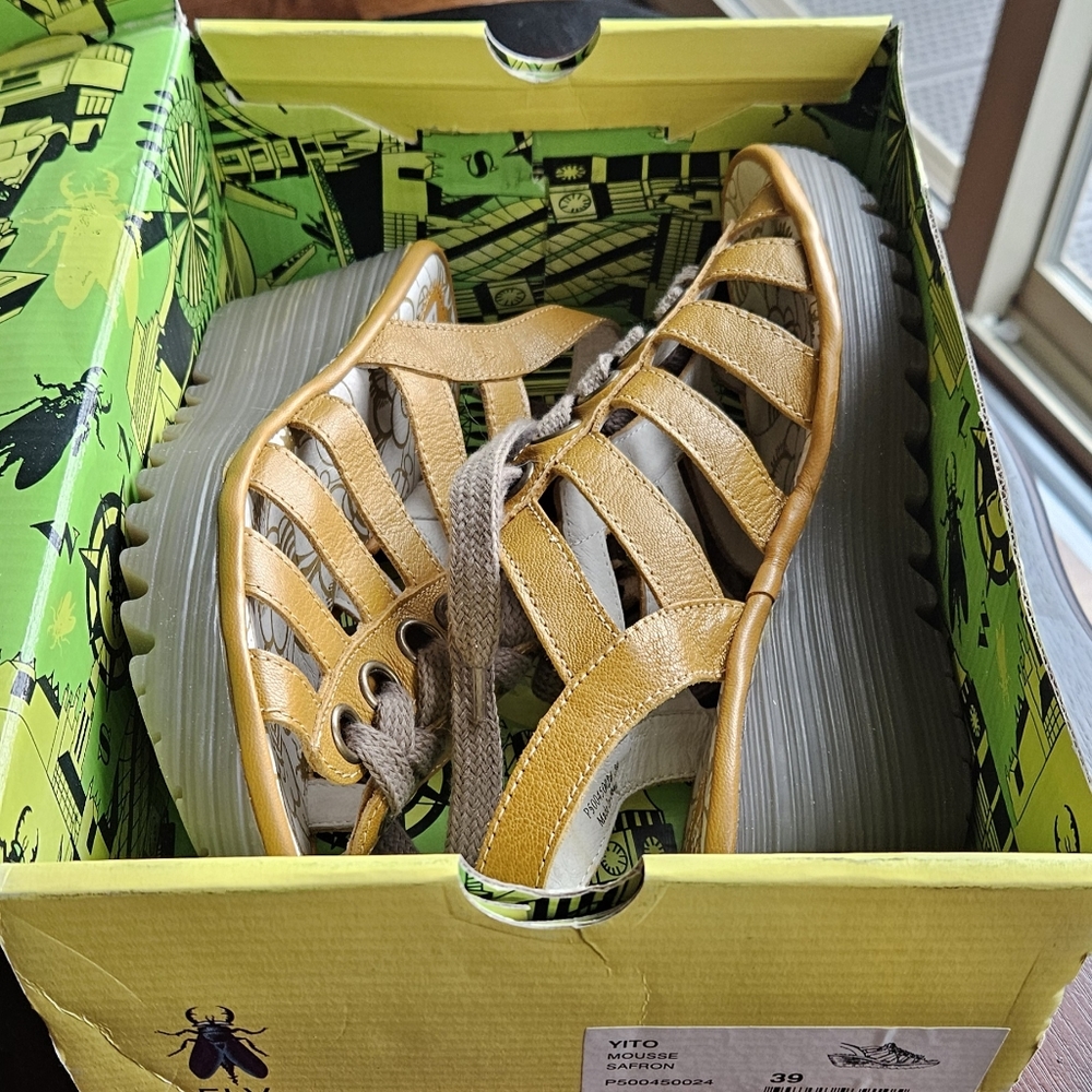Fly London yito mousse saffron sandal wedge size 39